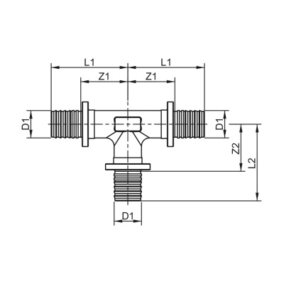 Тройник TECEflex 20x20x20, латунь