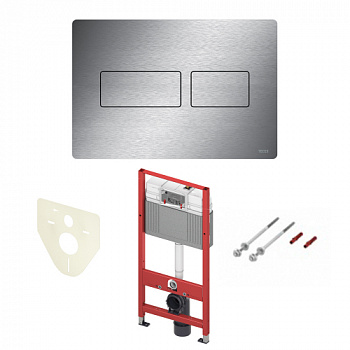 TECE K447434 Инсталляция TECEbase 2.0 в комплекте с металлической  панелью (кнопкой) смыва TECEsolid, нержавеющая сталь, сатин
