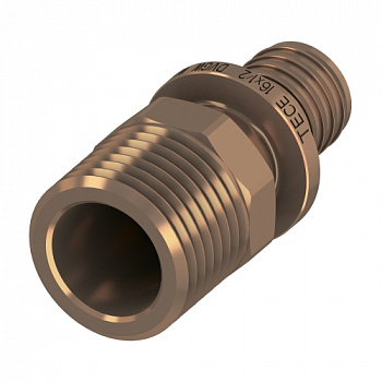 Соединение прямое с ниппелем TECEflex 16 x R 1/2", бронза